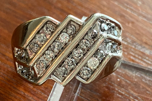Mens 10k White Gold .75ctw Channel Set Diamond Ring Sz 11.75 KPJ