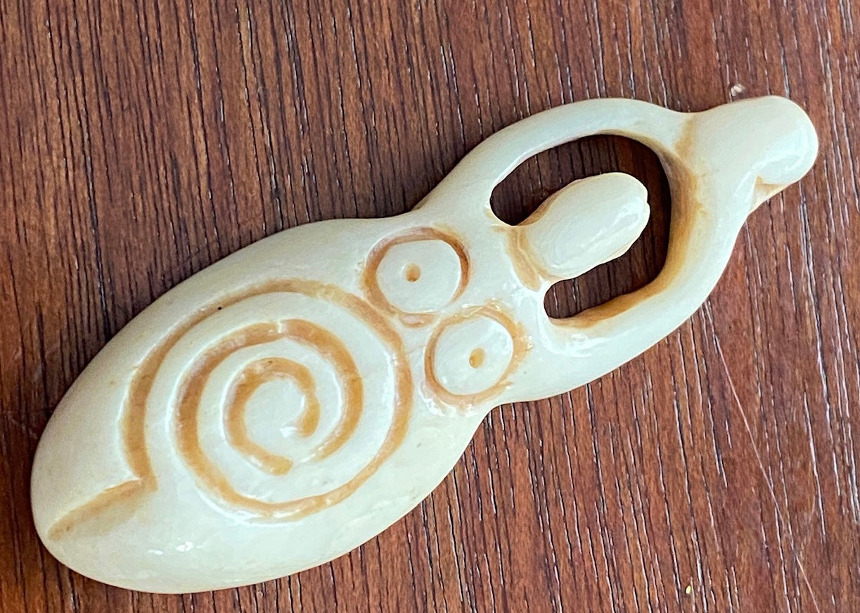 Carved Female Figure Necklace Pendant