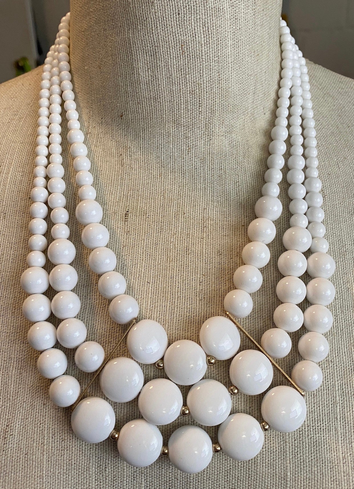 Set of 2 Matching Black White Graduating Statement Necklaces