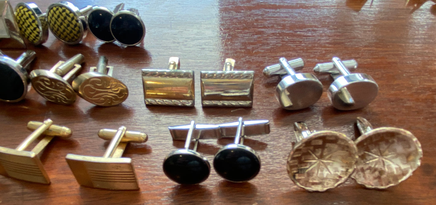 Vintage to Now Cufflink Lot Midcentury MCM Gold Silver Tone