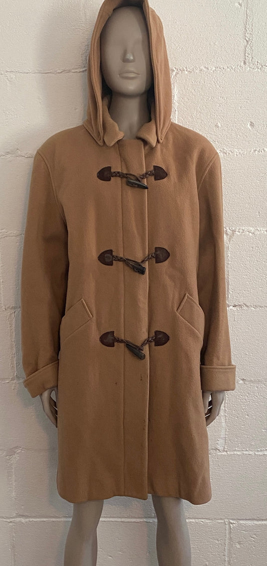 Vintage MDP Mario De Pinto Wool Coat Jacket Toggle Removable Hood Sz 10