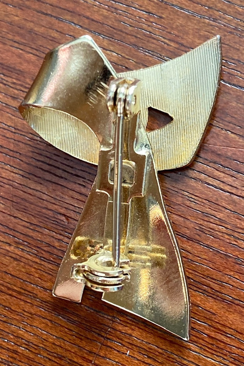 Abstract Modernist Two Tone Gold Cat Kitten Brooch Pin