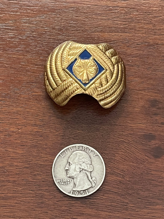 Vintage Boy Scout Gold & Blue Metal Fox Scarf Clip