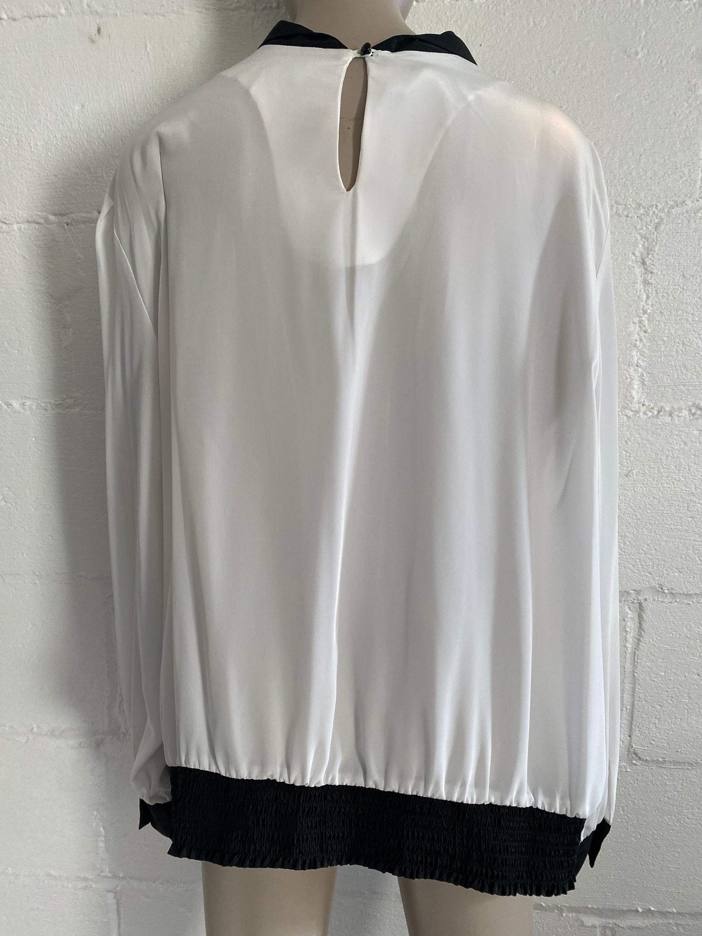 Vintage White Black Collar Pleated Blouse Haberdashery Personal II Secretary