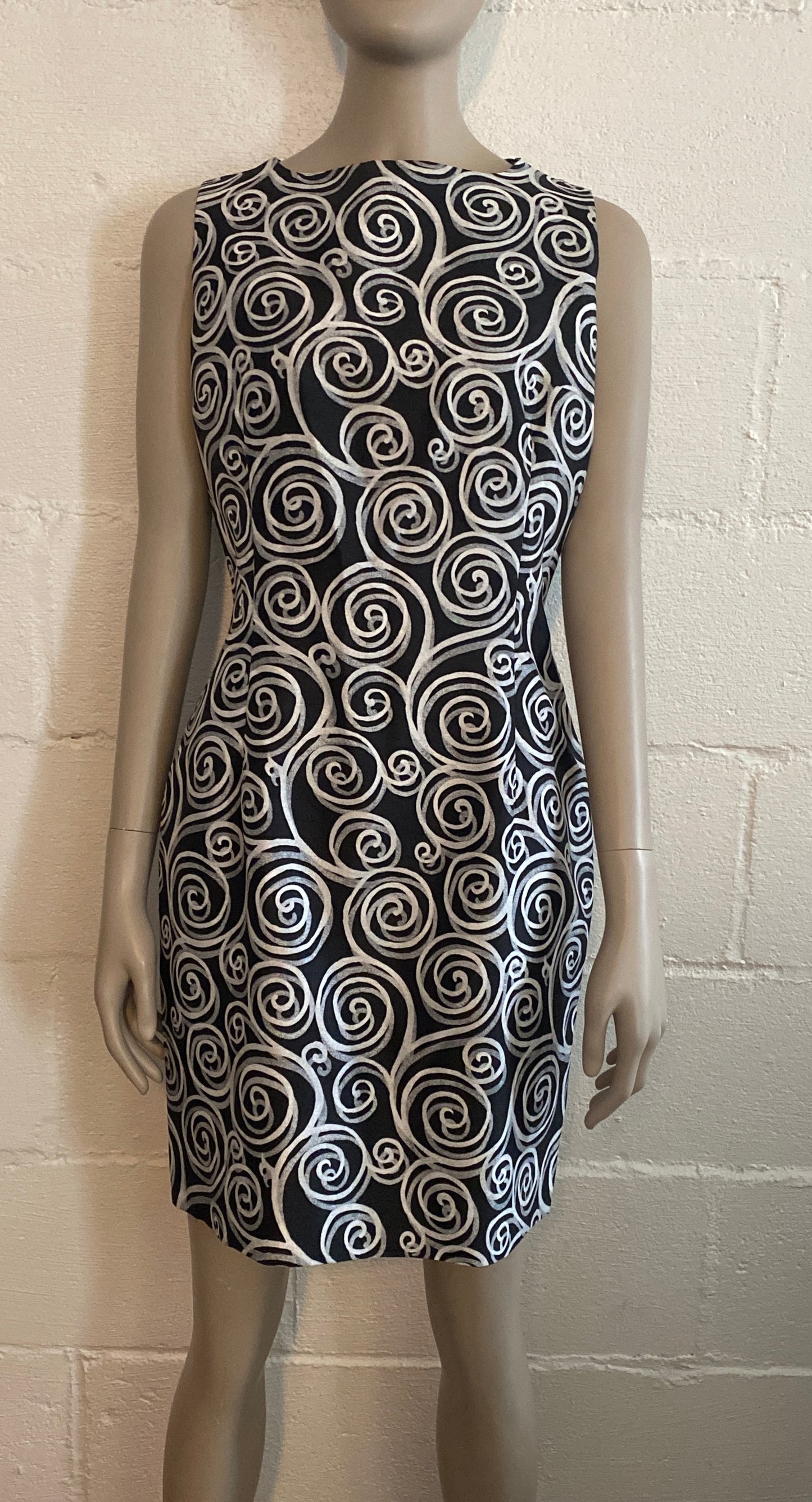 Retro David Warren Geometric Mod Pattern Sheath Dress Sz 8