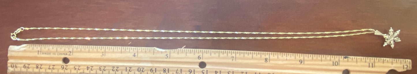 18kt Yellow Gold Chain Necklace 14k Diamond Cut Snowflake Pendant