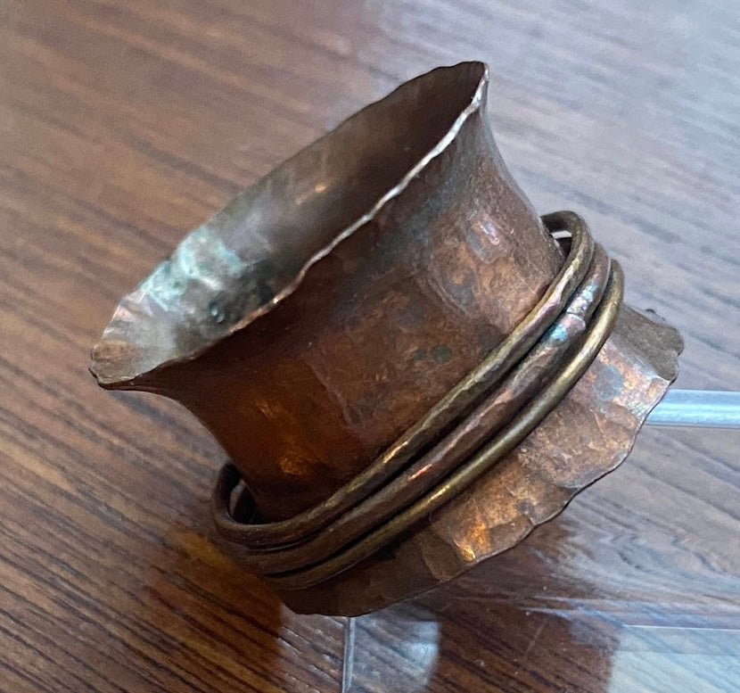 Artist Made Wide Copper Band Ring Sz 7
