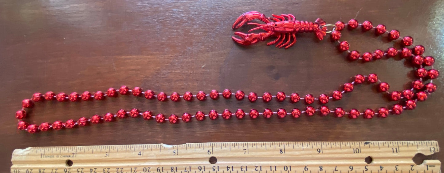 Metallic Red Mardi Gras Crawdad PendantNecklace